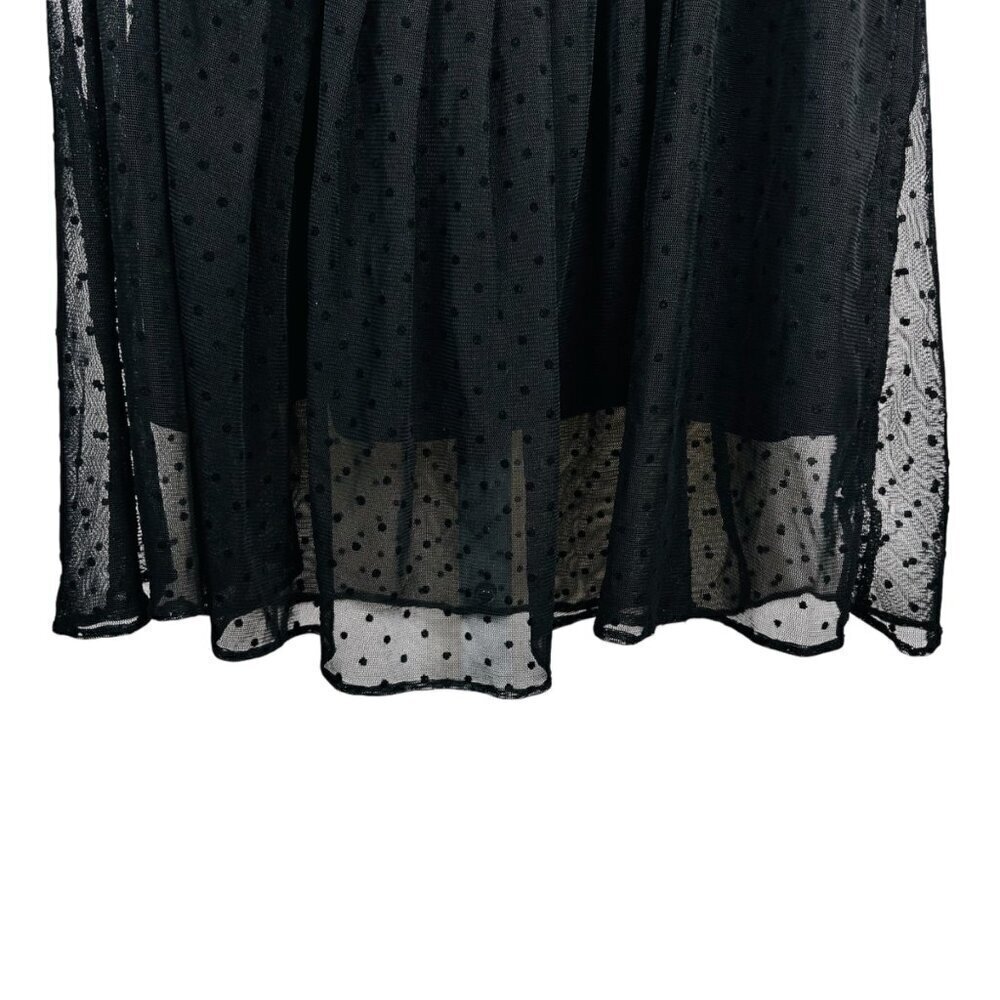 ECI New York 12 Polka Dot Whimsy Goth Sheer Blouse Top Puff Sleeve Office Brunch - Picture 4 of 9